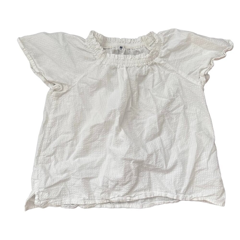 Uniqlo Girls White Flutter Sleeve Blouse Size 8